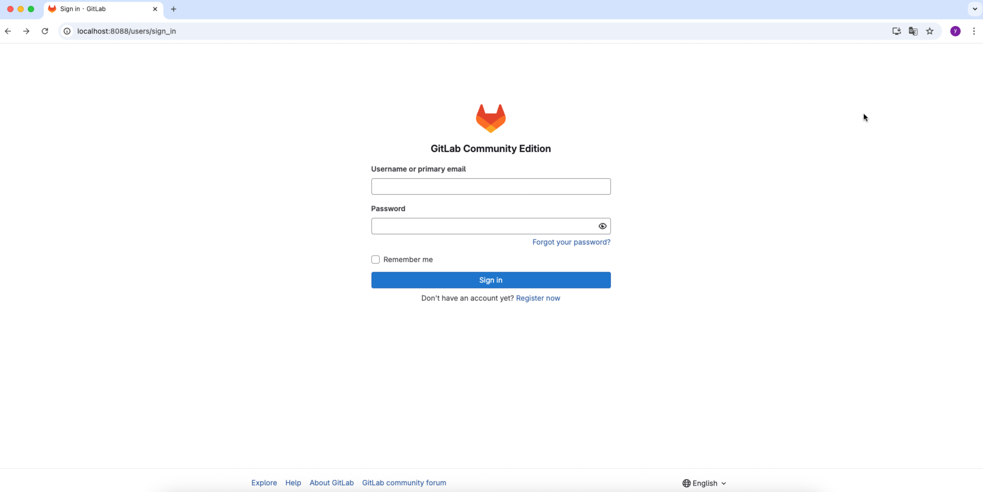 login page