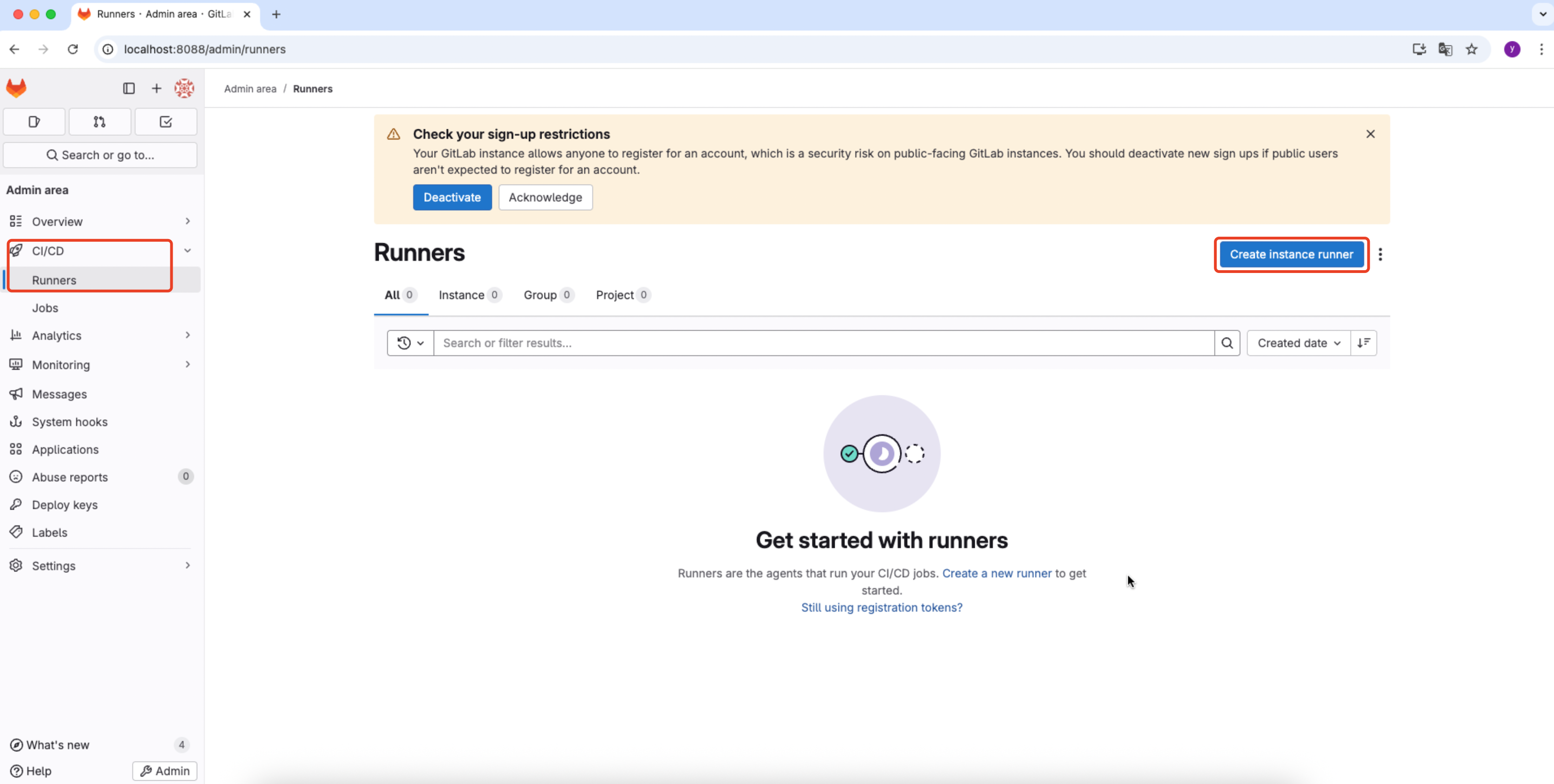 CI/CD->Runners